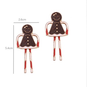 Pendientes Colgantes de Aleación Esmaltada con Diseño de Señora de Jengibre Navideña, Elegantes y Casuales para Mujer - Product Image 1