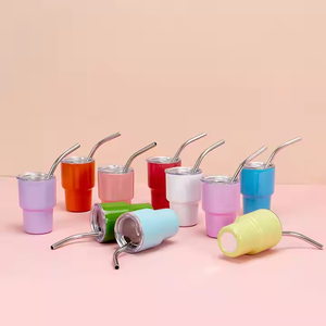 名入れ対応 ミニ ステンレス タンブラー 3oz（約90ml）プラスチック蓋付き エコフレンドリー パーティー用 - Product Image 4