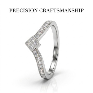 Anillo de Lujo de Oro Blanco de 18K con Diamantes en Forma de V Milgrain para Tiendas de Boutique OEM MOQ 1 unidad - Product Image 1