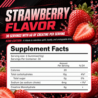 Gummies de créatine sans sucre, véganes, 5000 mg, avec certification NSF, personnalisation complète, solutions d'étiquetage privé pour les marques de fitness