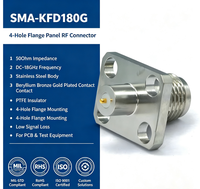 Conector Coaxial de Microondas SMA-KFD180G1 de 4 Orificios para Instalación con Brida, 50 Ohmios, Acero Inoxidable, Aislamiento de PTFE