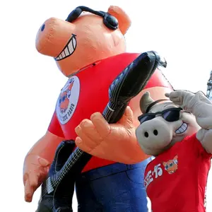 Festival de música personaje cerdo balancín personaje de dibujos animados inflable fresco animal forma hombre A02 A09