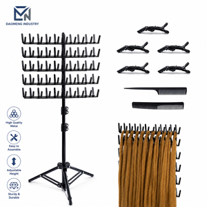 INDUSTRY Metal Wig Display Stand Adjustable Height 5 Tier Hair Extension Rack with Clips and Combs - Product Image 1