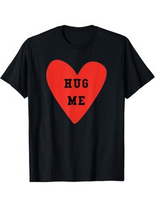 T-shirt con grafica a cuore rosso per San Valentino, in cotone nero, girocollo, manica corta, vestibilità regolare, stampata, casual, da uomo - Product Image 1