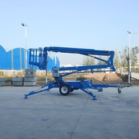 Plate-forme de travail aérienne remorquable montée sur remorque avec nacelle élévatrice articulée à flèche automotrice à rotation de 360 degrés