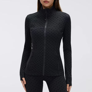 Veste de yoga d'hiver pour <span class=keywords><strong>femme</strong></span> avec fermeture éclair dorée, livraison express USA, vêtement de fitness ajusté à col montant, grande taille, vêtements de sport sculptants - Product Image 1