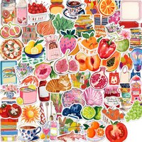 Autocollants découpés sur mesure en PVC transparent, étanches, avec photos réalistes de fruits tropicaux et dessins animés, pour la décoration des fêtes
