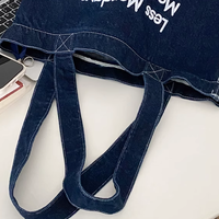 Sacs en toile brodés en gros et sacs fourre-tout en toile de jean bleu délavé, robustes, vierges, grande capacité, pour usage quotidien