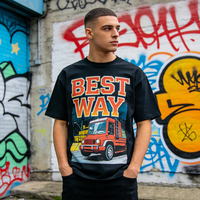 Ropa Urbana Estilosa para Hombre, Camisetas Holgadas de Poliéster Grueso con Estampado de Sublimación Colorido, Estilo Hip Hop, con Logotipo Personalizado