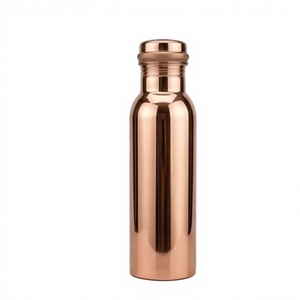 Modern Shiny Pure Copper <b>Water</b> <b>Bottle</b> with Leak Proof Screw Lid Portable <b>Metal</b> Eco Friendly Flask - Product Image 1
