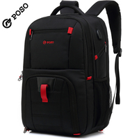 Sac à dos de voyage et d'affaires de haute qualité, résistant à l'usure, avec port USB, pour homme, pour ordinateur portable 17 pouces, vente directe d'usine POSO