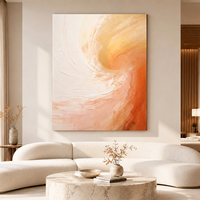 Peinture à l'huile abstraite tourbillonnante dorée sur toile, orange crème, impasto centrifuge, taille personnalisée, de l'usine d'art, vente en gros