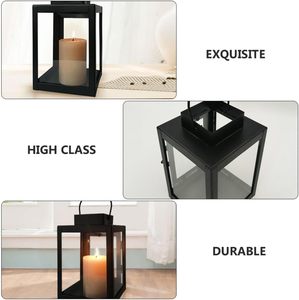 Lámpara de viento cuadrada de hierro forjado con diseño de vela, lámpara de viento navideña y candelabro, nuevo diseño, lámpara de mesa con efecto de danza de viento y fuego - Product Image 6