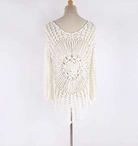 Europe et états-unis vendent chaud plage Smock tricoté main crochet bord de mer vacances Bikini manteau court Style maillot de bain - Product Image 6
