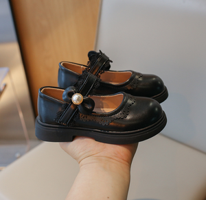 รองเท้าหนัง PU สำหรับเด็กผู้หญิง รุ่นใหม่ประจำฤดูใบไม้ผลิ รองเท้าสไตล์แมรี่เจนแบบเจ้าหญิงประดับลูกไม้ - Product Image 4