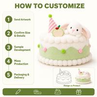 Gâteau d'anniversaire en peluche avec glaçage pompon, jouet en peluche vert doux, cadeau