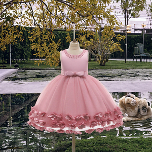 Robe de soirée formelle d'été pour filles MQATZ, col rond, motif floral, sans manches, en tulle et satin, écologique, soldes, mariage - Product Image 3