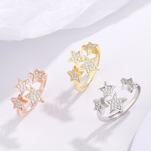 Anello Aperto con Zircone a Stella, Gioiello da Dito Femminile Elegante e alla Moda per Uso Quotidiano - Product Image 3