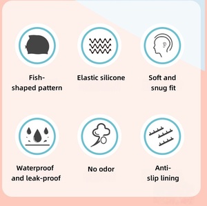 Trẻ em Silicone Bơi <span class=keywords><strong>cap</strong></span> với đáng yêu cá vàng in không thấm nước và áp lực miễn phí cho bơi thoải mái - Product Image 6