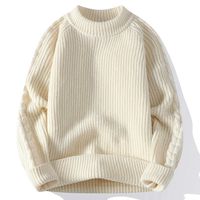 Pull tricoté épais pour homme, nouvelle collection printemps, col rond, anti-plis, style rétro ample et élégant, pour adolescents