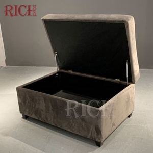 Brown Velvet <strong>Bedroom</strong> Storage Bench <strong>Stool</strong> Modern Bench Seating and Storage Tufted Fabric Ottoman Storage <strong>Stool</strong> - Product Image 4