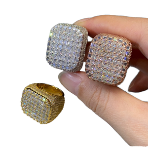 Bague de Mariage de Luxe en Moissanite, Sertie Pavé Rond, Plaqué Or Rose 18K, Bague de Fiançailles pour Femme - Product Image 2