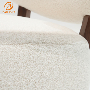 Fauteuil pouf décontracté au design moderne, style rétro français avec revêtement en tissu et bois massif antique, fauteuil paresseux - Product Image 5