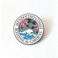 Broche en métal personnalisée professionnelle à motif floral moderne, badge de revers en émail souple avec logo d'entreprise, vente en gros