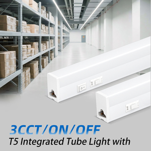 18W SMD2835 T5 Integrated Square Plastic Tube with 3CCT Dip Switch 2ft 3ft 4ft Length Warehouse <b>Workshop</b> Use - Product Image 2