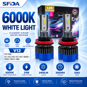 Ampoule de phare LED universelle, fournisseur d'usine, emballage personnalisé et garantie de 2 ans, SFIDA <span class=keywords><strong>V12</strong></span> 24W, puissance stable pour automobile - Product Image 1
