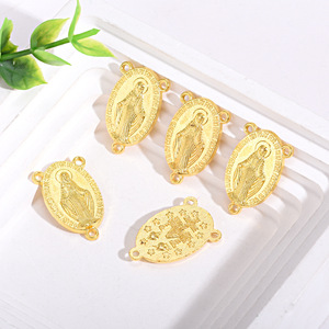 Colgante de <span class=keywords><strong>Tres</strong></span> Orificios, Accesorios Cristianos de Moda, Cristal Ovalado, Virgen de Guadalupe, Colgante Milagroso de Metal - Product Image 3