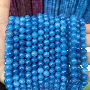 Cuentas Sueltas Redondas de <span class=keywords><strong>Jade</strong></span> Dong Ling de Color Azul Púrpura Natural, Venta al por Mayor, Suministros para Hacer Joyas, Pulseras y Collares - Product Image 2