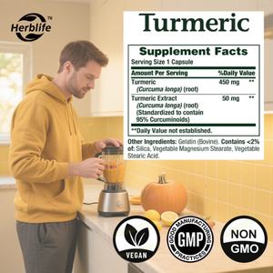 Cápsulas de Cúrcuma y Curcumina - Apoyo Diario para las Articulaciones, el Sistema Digestivo y el Sistema Inmunitario, Antioxidante, Suplemento para la Salud, Vegano, Sin OMG, Sin Gluten, OEM - Product Image 2