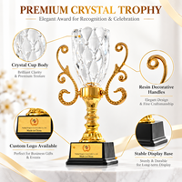 Trophée en cristal cannelé transparent avec logo personnalisé pour événement, anniversaire, souvenir