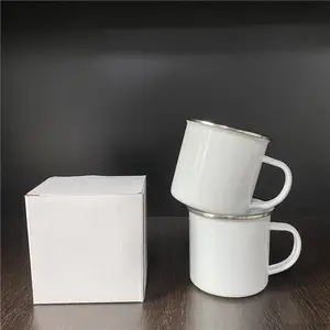 Kho Hàng Hoa Kỳ Hộp Thiếc Cắm Trại Tráng Men 11Oz 12Oz Màu Trắng Có Tay Cầm Cốc Du Lịch Tráng Men Thăng Hoa Tráng Men Tự Làm