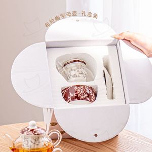 Tetera alemana <span class=keywords><strong>teekanne</strong></span> Glas tetera doble tetera de vidrio de cerámica para té Juego de tetera individual con taza platillo plato una persona - Product Image 4