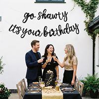 Bannière décorative BEISHIDA légère en papier pailleté noir pré-émaillée « Go Shawty It's Your Birthday »