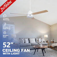 Ventilateur de plafond 1stshine de 52 pouces avec télécommande, écologique, de qualité commerciale, personnalisable OEM/ODM, à économie d'énergie avec lumière LED