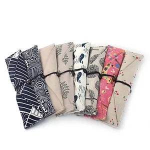 Sac en toile pour ensemble de couverts en <span class=keywords><strong>paille</strong></span>, housse Portable avec cordon de serrage, sac en coton et en acier inoxydable, Style japonais, 1 pièce - Product Image 1