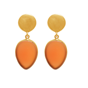 Véritable pierre précieuse cornaline en forme de poire solide. Boucles d'oreilles pendantes en argent sterling 925 plaqué or Bijoux en gros CASA DE PLATA - Product Image 1