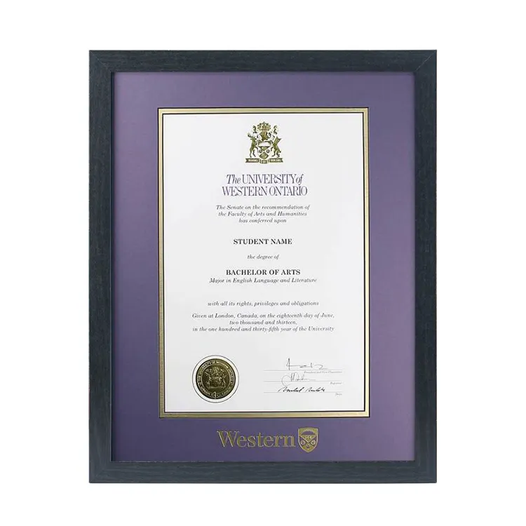 Commercio all'ingrosso personalizzato bianco nero 8.5x11 certificato di laurea cornice A4 Diploma documento College gradi cornici con lamina d'oro