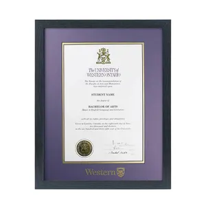 Toptan kişiselleştirilmiş beyaz siyah 8.5x11 mezuniyet belgesi çerçeve A4 Diploma belge kolej derece çerçeveleri ile altın folyo