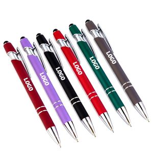 Stylo bille publicitaire fantaisie en métal avec logo personnalisé, revêtement caoutchouc coloré, prix de gros Wsy58 - Product Image 1