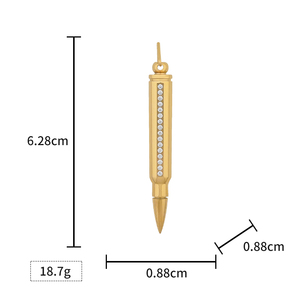 Bullet Shape Stainless Steel Cremation Pendant Necklace Pets Keepsake Urns for Ashes Gold Color Jewelry - Product Image 2