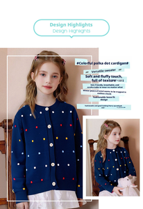 Cardigan lavorato a <span class=keywords><strong>maglia</strong></span> da ragazza con pois colorati-maglione Casual abbottonato per bambini - Product Image 3