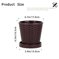 Pot de fleurs en plastique PP durable, design traditionnel, avec trou de drainage, capacité de 2,76 L, pour plantes d'intérieur/extérieur, jardinières d'extérieur