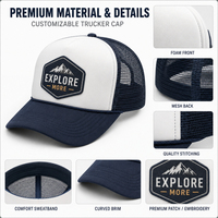 Gorra Trucker de Espuma Premium, Gorra de Malla Lisa para Impresión y Bordado Personalizados, Gorra Deportiva de Perfil Alto para Exteriores