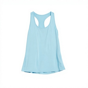 Débardeurs d'été pour femmes en gros, col en V, dos nageur, en tissu jersey respirant, avec logo frontal, blancs, en vrac - Product Image 3