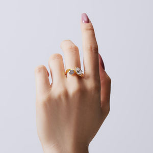 Gioielli economici S925 anelli in argento Set per le donne catena a maglie placcata oro 18 carati anello regolabile aperto con fascia larga intrecciata geometrica - Product Image 5