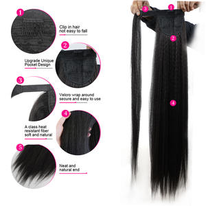 34 pouces perruque synthétique <span class=keywords><strong>queue</strong></span> <span class=keywords><strong>de</strong></span> <span class=keywords><strong>cheval</strong></span> Yaki droite noir africain bouclés longs cheveux bouclés bâton <span class=keywords><strong>queue</strong></span> <span class=keywords><strong>de</strong></span> <span class=keywords><strong>cheval</strong></span> - Product Image 5